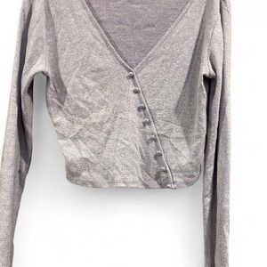Light purple V-Neck Buttoned Women's Long Sleeve Top